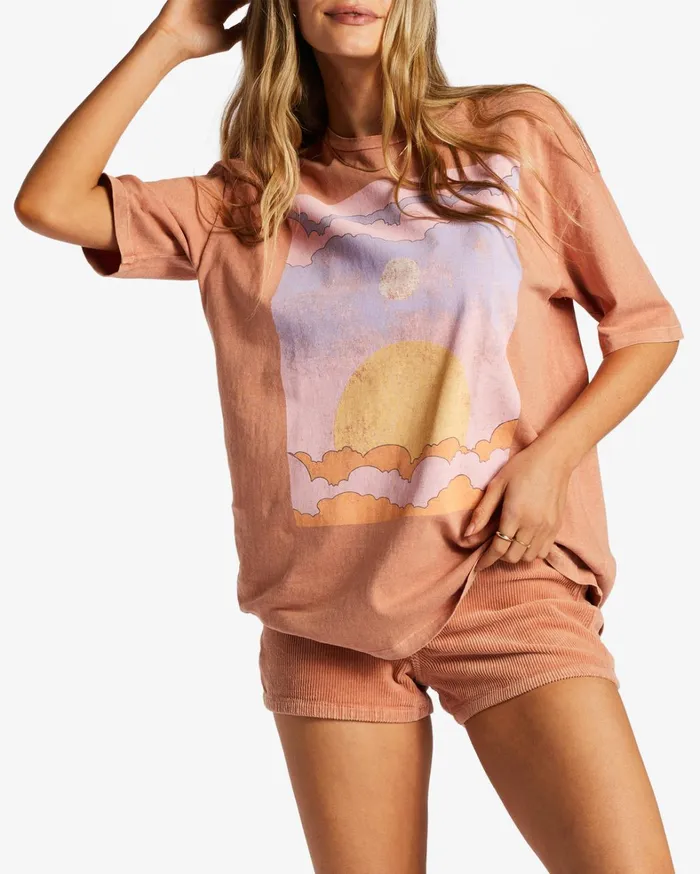 Billabong Graphic Tees and Tanks Women Peace Be The Journey TShirt Rose Dawn Billabong Graphic Tees and Tanks Women Peace Be The Journey TShirt Rose Dawn
