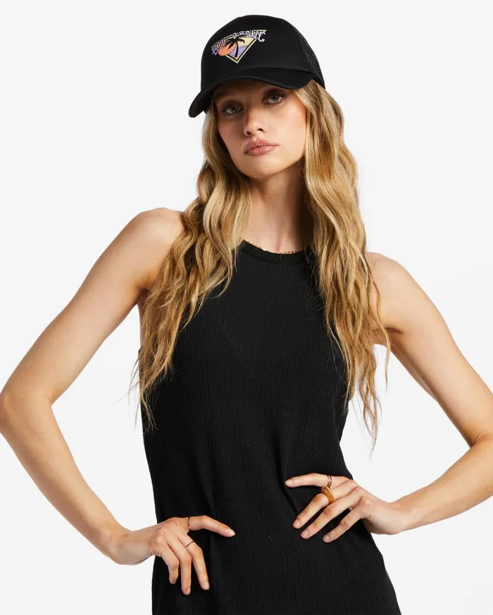 Billabong Hats and Beanies Women Across Waves Trucker Hat Black Sands 1