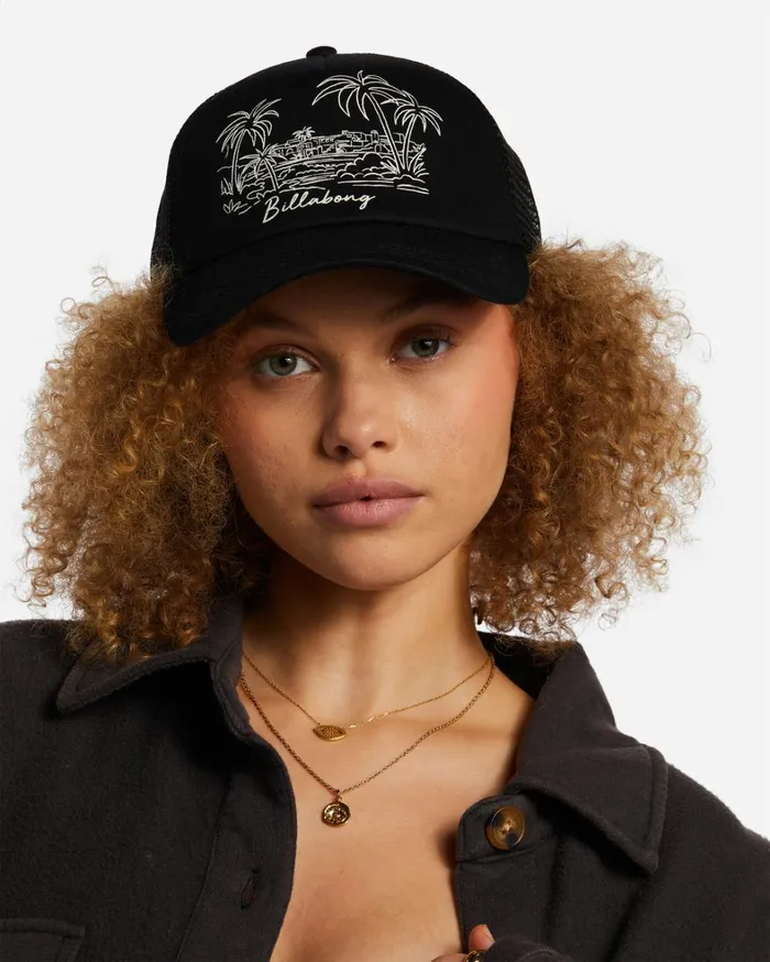 Billabong Hats and Beanies Women Aloha Forever Trucker Hat Black Sands 1