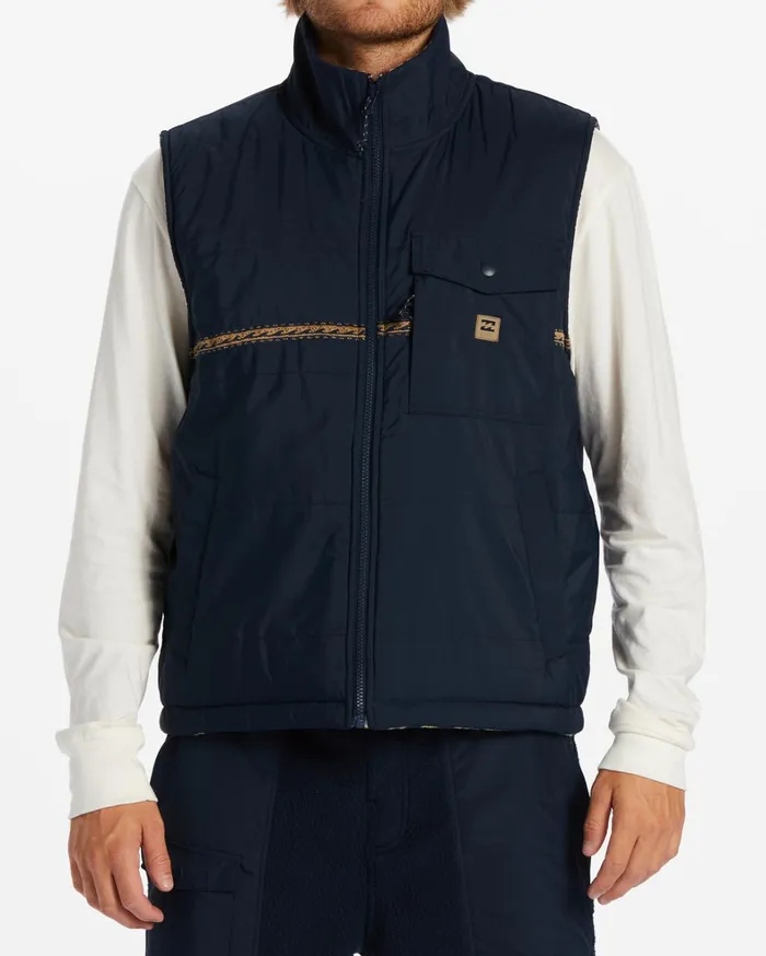 Billabong Jackets Men ADiv Trail Reversible FullZip Vest Navy