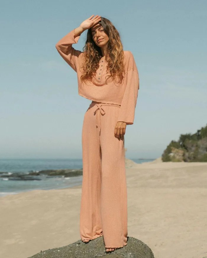 Billabong Matching Sets Women So Easy Cozy Lounge Pants Washed Brick