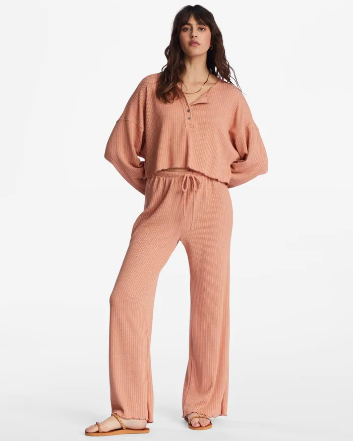 Billabong Matching Sets Women So Easy Cozy Lounge Pants Washed Brick Billabong Matching Sets Women So Easy Cozy Lounge Pants Washed Brick