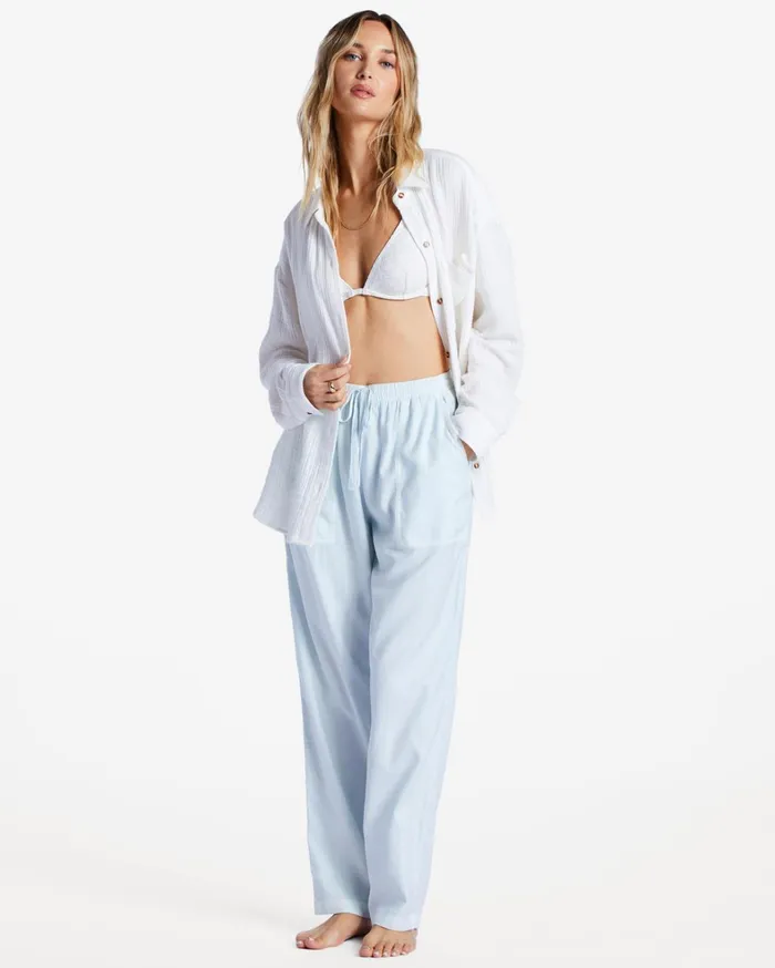 Billabong Pants Women Beachy Keen Woven Pant Light Chambray 1