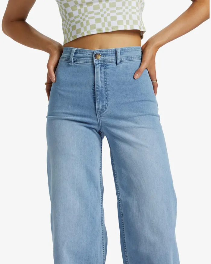 Billabong Pants Women Free Fall Indigo WideLeg Jeans Surf Spray Billabong Pants Women Free Fall Indigo WideLeg Jeans Surf Spray