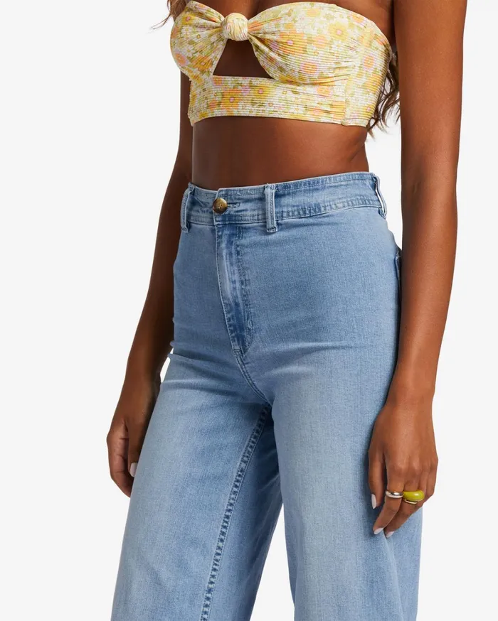 Billabong Pants Women Free Fall Indigo WideLeg Jeans Surf Spray Billabong Pants Women Free Fall Indigo WideLeg Jeans Surf Spray