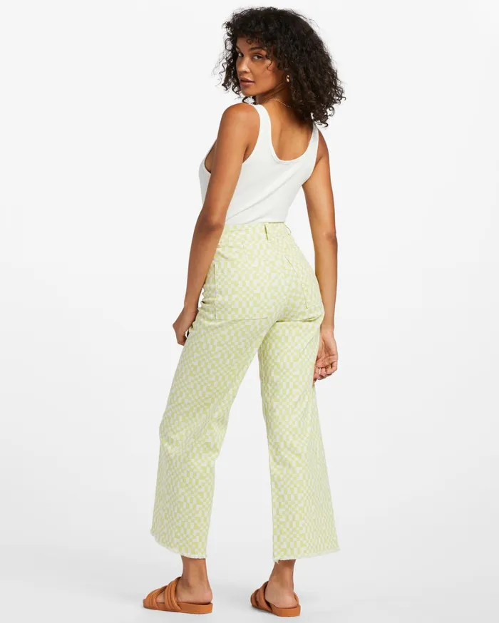Billabong Pants Women Free Fall Print Wide Leg Pants Light Lime Billabong Pants Women Free Fall Print Wide Leg Pants Light Lime