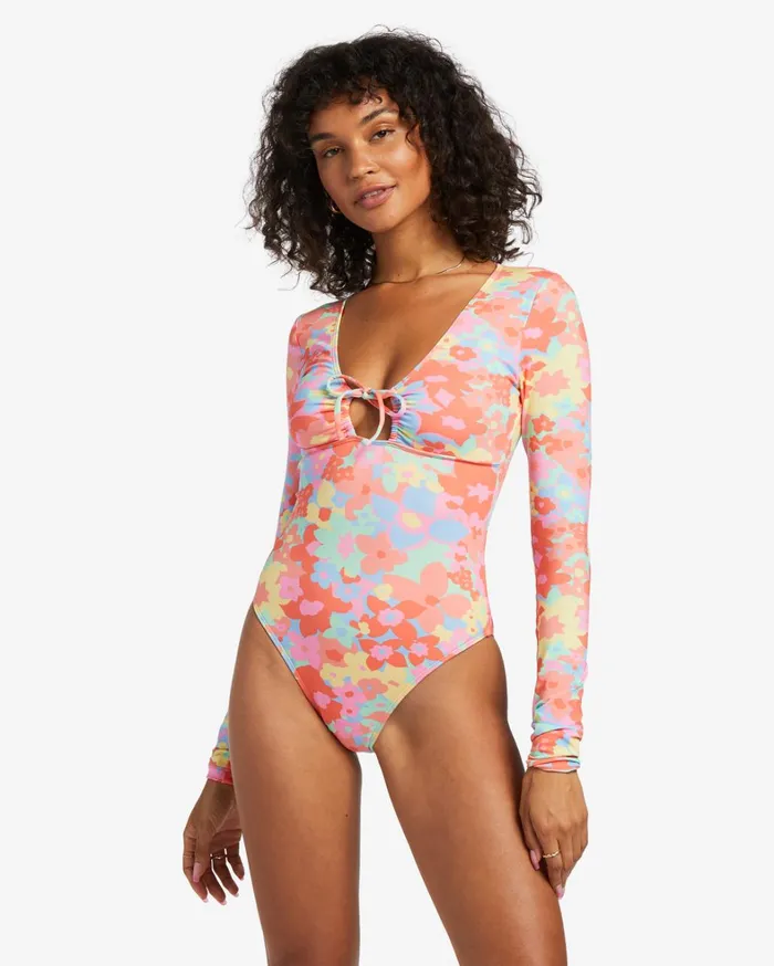 Billabong Rashguards and Bodysuits Women Coast Is Clear Long Sleeve UPF 50 OnePiece Swimsuit Multi Billabong Rashguards and Bodysuits Women Coast Is Clear Long Sleeve UPF 50 OnePiece Swimsuit Multi