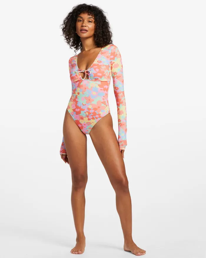 Billabong Rashguards and Bodysuits Women Coast Is Clear Long Sleeve UPF 50 OnePiece Swimsuit Multi Billabong Rashguards and Bodysuits Women Coast Is Clear Long Sleeve UPF 50 OnePiece Swimsuit Multi