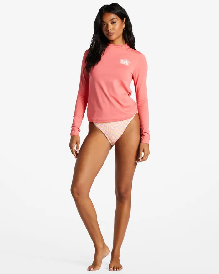 Billabong Rashguards and Bodysuits Women Core Long Sleeve UPF 50 Rashguard Vintage Coral Billabong Rashguards and Bodysuits Women Core Long Sleeve UPF 50 Rashguard Vintage Coral