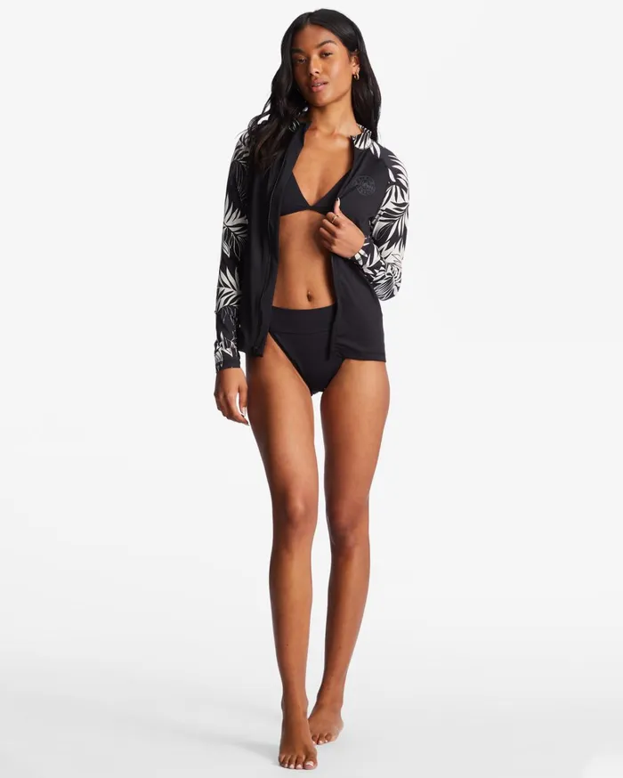 Billabong Rashguards and Bodysuits Women Core UPF 50 Long Sleeve ZipUp Rashguard Black Billabong Rashguards and Bodysuits Women Core UPF 50 Long Sleeve ZipUp Rashguard Black