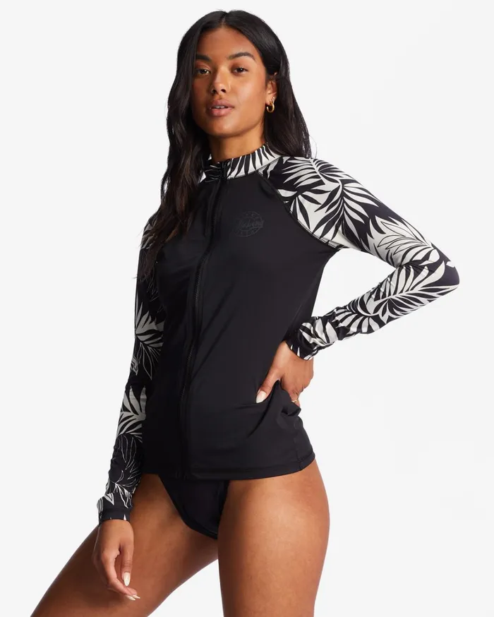 Billabong Rashguards and Bodysuits Women Core UPF 50 Long Sleeve ZipUp Rashguard Black Billabong Rashguards and Bodysuits Women Core UPF 50 Long Sleeve ZipUp Rashguard Black