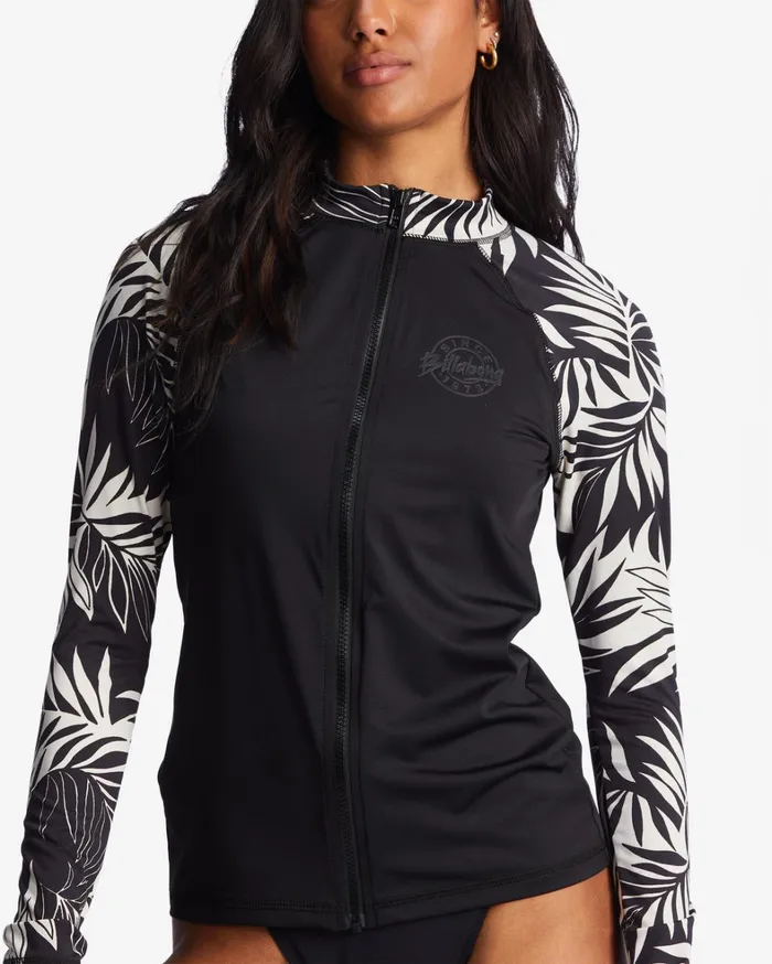 Billabong Rashguards and Bodysuits Women Core UPF 50 Long Sleeve ZipUp Rashguard Black Billabong Rashguards and Bodysuits Women Core UPF 50 Long Sleeve ZipUp Rashguard Black