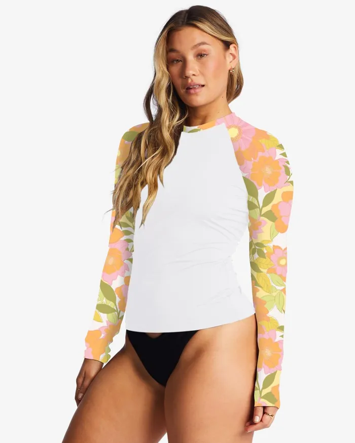 Billabong Rashguards and Bodysuits Women Summer Folk Long Sleeve UPF 50 Rashguard Multi Billabong Rashguards and Bodysuits Women Summer Folk Long Sleeve UPF 50 Rashguard Multi
