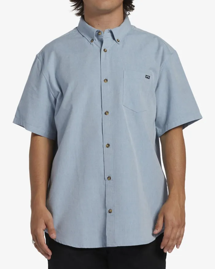 Billabong Shirts Men All Day Short Sleeve Shirt Powder Blue
