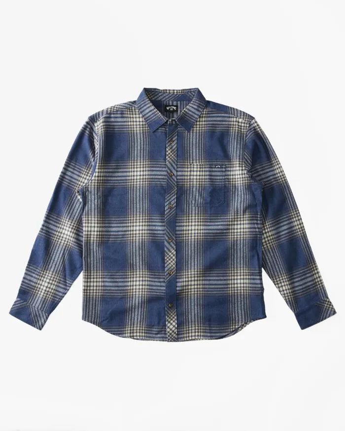 Billabong Shirts Men Coastline Flannel Long Sleeve Shirt Dark Navy