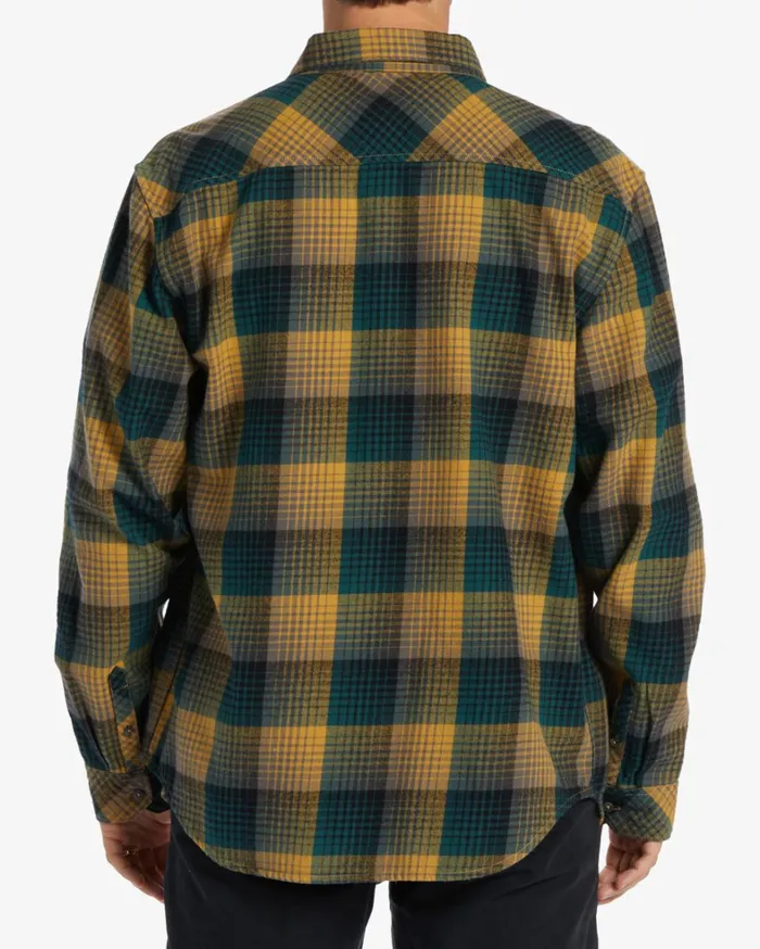 Billabong Shirts Men Coastline Flannel Long Sleeve Shirt Gold Billabong Shirts Men Coastline Flannel Long Sleeve Shirt Gold