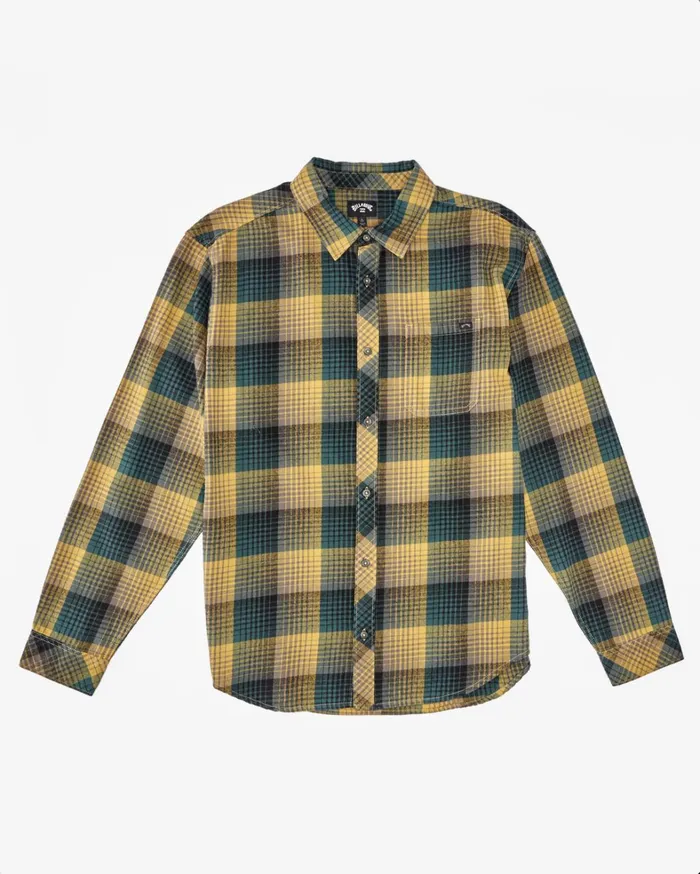 Billabong Shirts Men Coastline Flannel Long Sleeve Shirt Gold Billabong Shirts Men Coastline Flannel Long Sleeve Shirt Gold