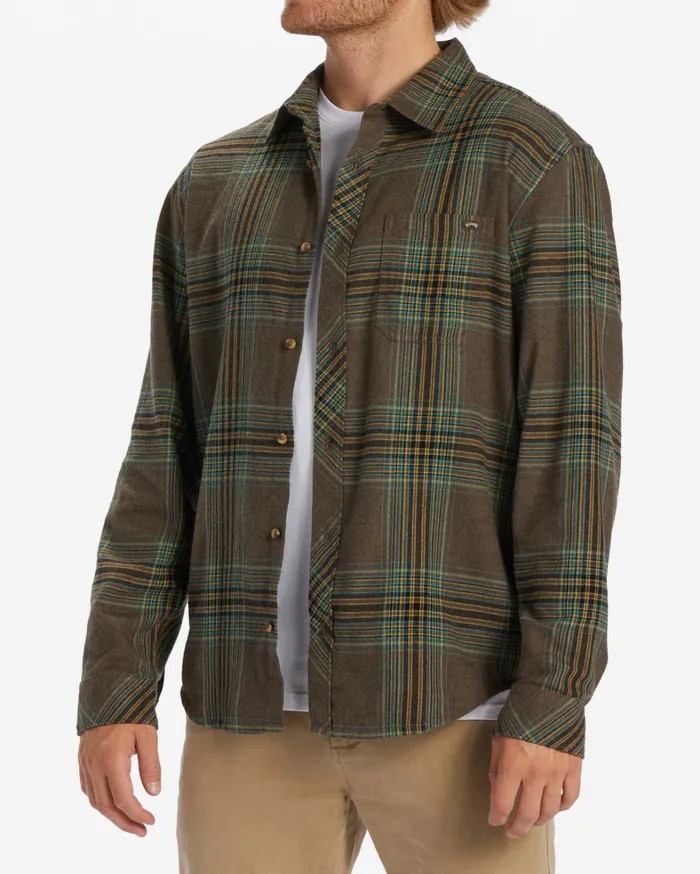 Billabong Shirts Men Coastline Flannel Long Sleeve Shirt Mocha Billabong Shirts Men Coastline Flannel Long Sleeve Shirt Mocha