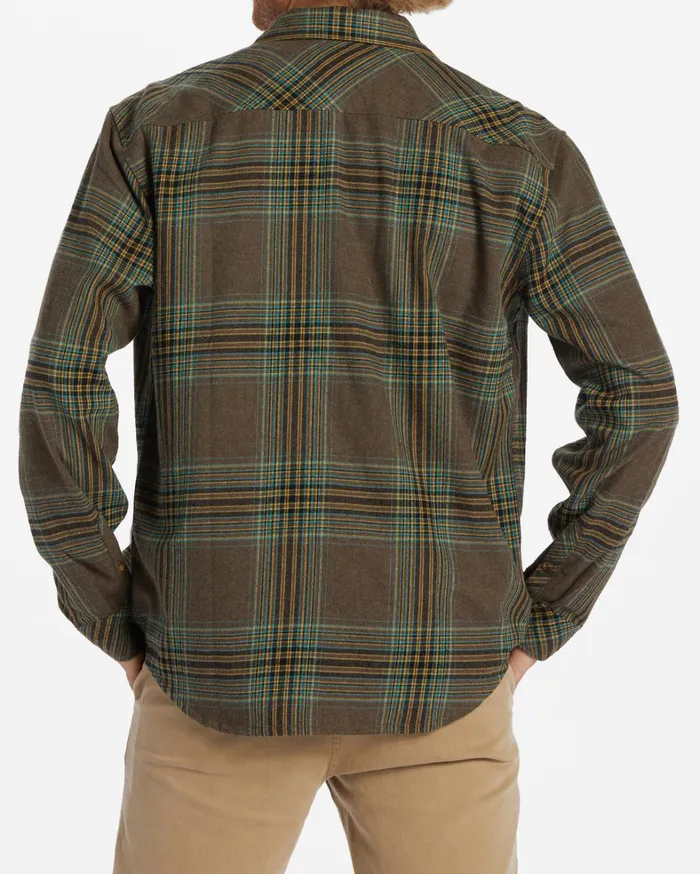 Billabong Shirts Men Coastline Flannel Long Sleeve Shirt Mocha Billabong Shirts Men Coastline Flannel Long Sleeve Shirt Mocha