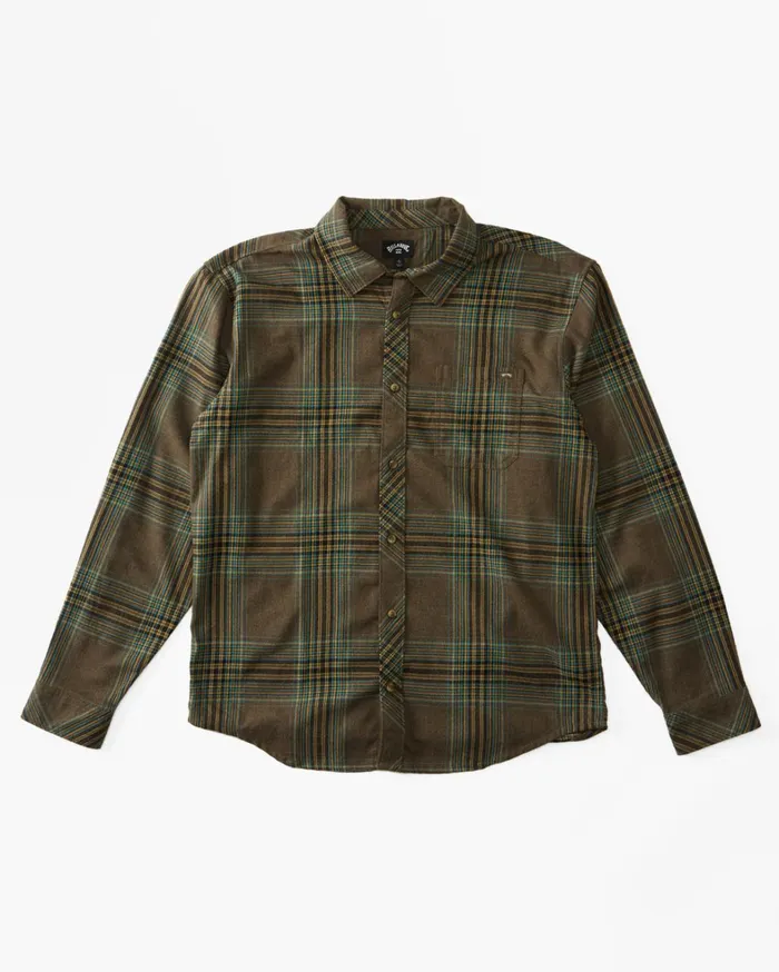 Billabong Shirts Men Coastline Flannel Long Sleeve Shirt Mocha Billabong Shirts Men Coastline Flannel Long Sleeve Shirt Mocha