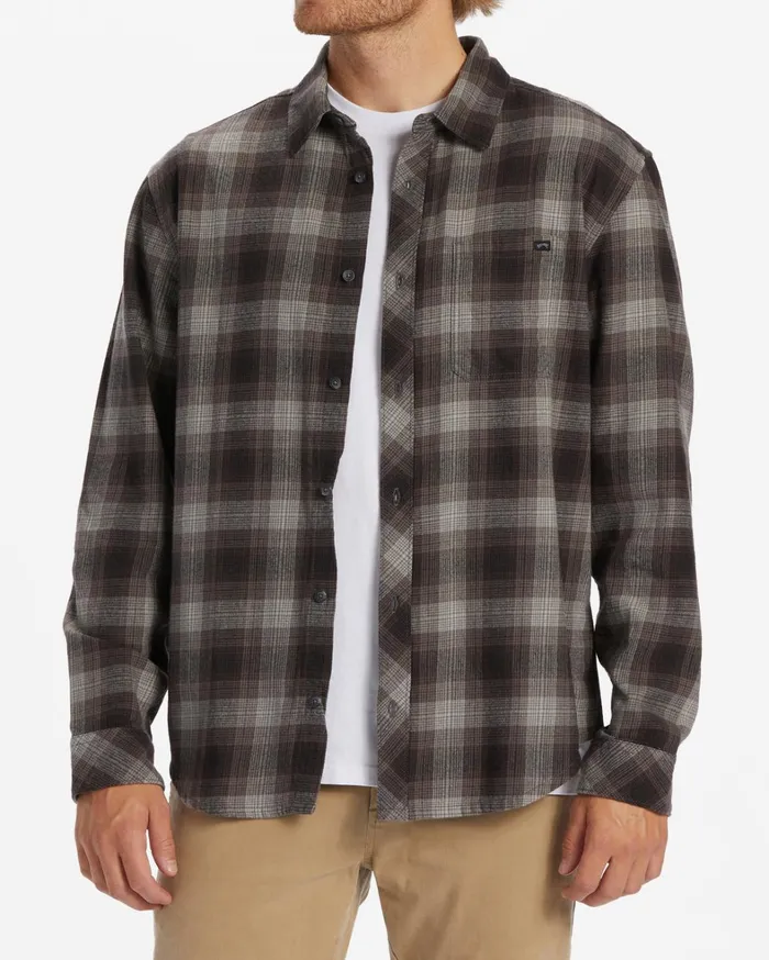Billabong Shirts Men Coastline Flannel Long Sleeve Shirt Raven