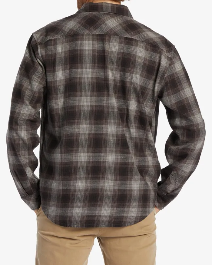 Billabong Shirts Men Coastline Flannel Long Sleeve Shirt Raven Billabong Shirts Men Coastline Flannel Long Sleeve Shirt Raven