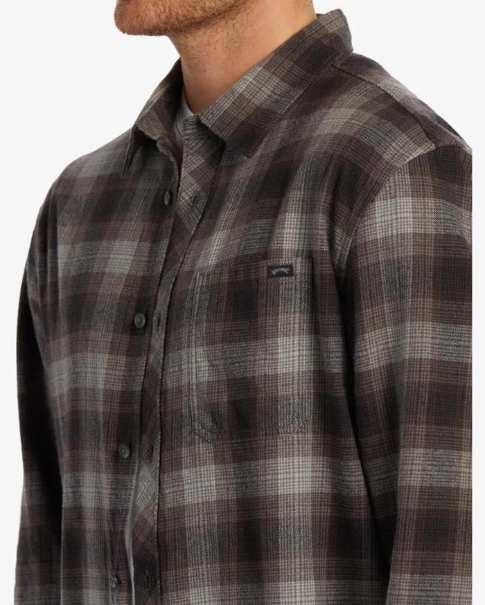 Billabong Shirts Men Coastline Flannel Long Sleeve Shirt Raven Billabong Shirts Men Coastline Flannel Long Sleeve Shirt Raven