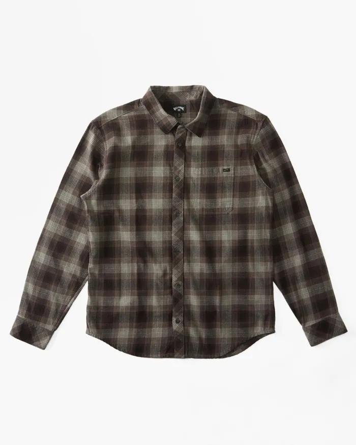 Billabong Shirts Men Coastline Flannel Long Sleeve Shirt Raven Billabong Shirts Men Coastline Flannel Long Sleeve Shirt Raven