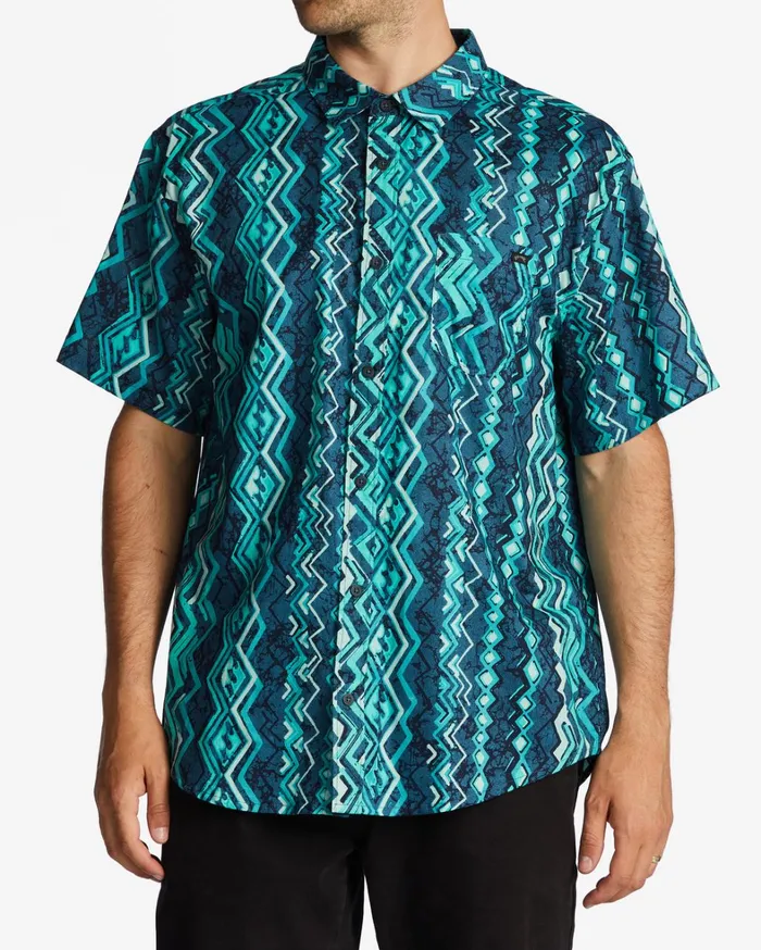 Billabong Shirts Men Sundays Short Sleeve Shirt Dark Mint