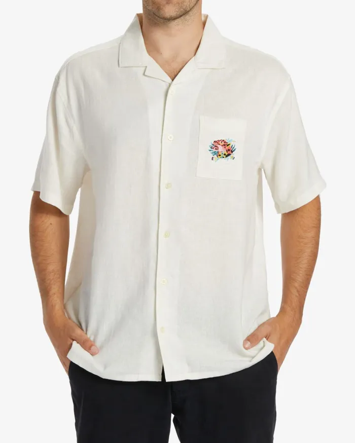 Billabong Shirts Men Zeledon Vacay Short Sleeve Shirt Off White