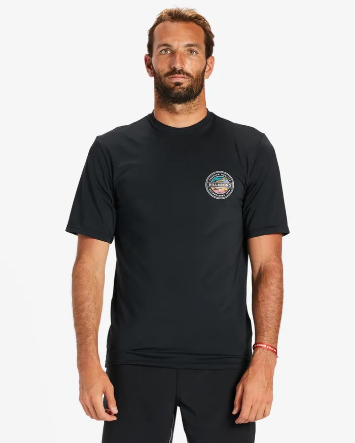 Billabong Shorts Men Rotor Lf Short Sleeve UPF 50 Surf TShirt Black