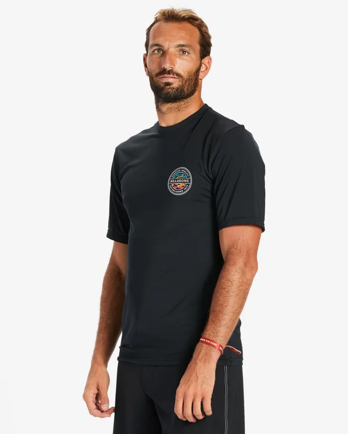 Billabong Shorts Men Rotor Lf Short Sleeve UPF 50 Surf TShirt Black Billabong Shorts Men Rotor Lf Short Sleeve UPF 50 Surf TShirt Black