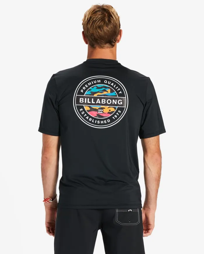 Billabong Shorts Men Rotor Lf Short Sleeve UPF 50 Surf TShirt Black Billabong Shorts Men Rotor Lf Short Sleeve UPF 50 Surf TShirt Black