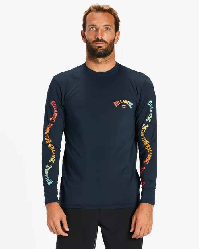 Billabong Shorts Men Snaking Arches Long Sleeve UPF 50 Surf TShirt Navy