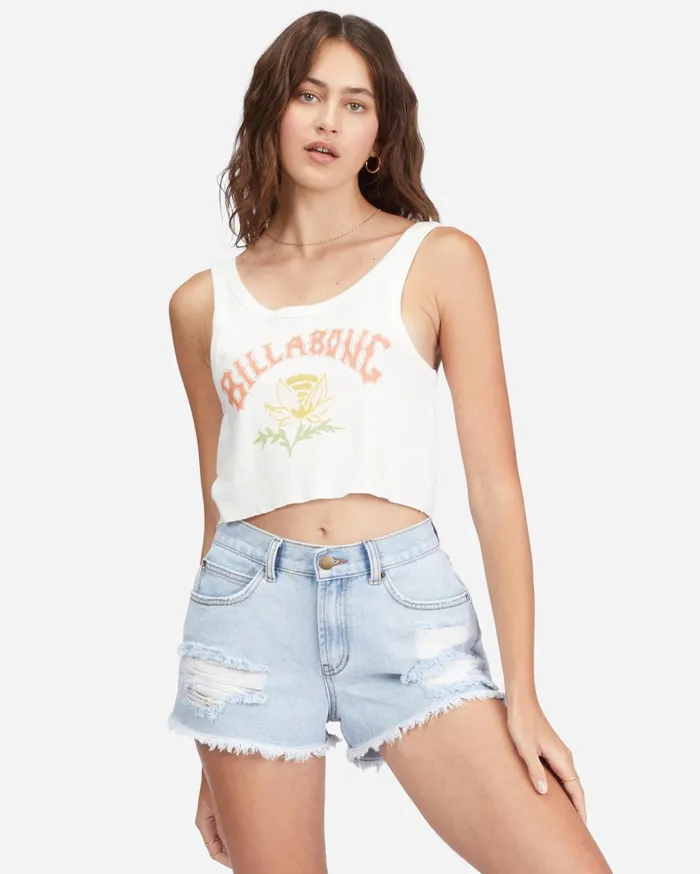 Billabong Shorts Women Drift Away Frayed Denim Shorts Washed Denim 1