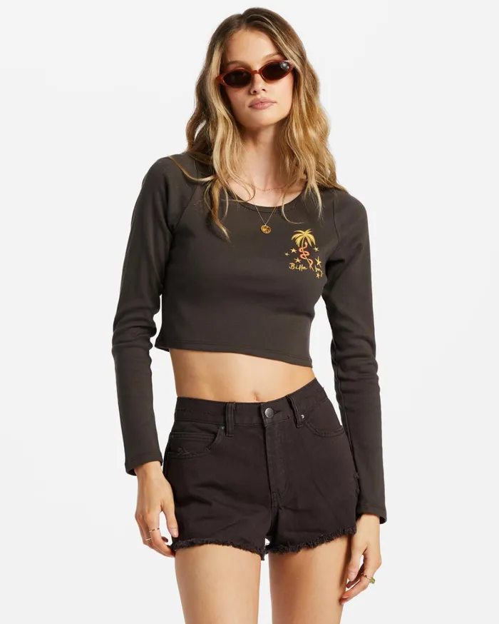 Billabong Shorts Women Drift Away Frayed Shorts Black Pebble