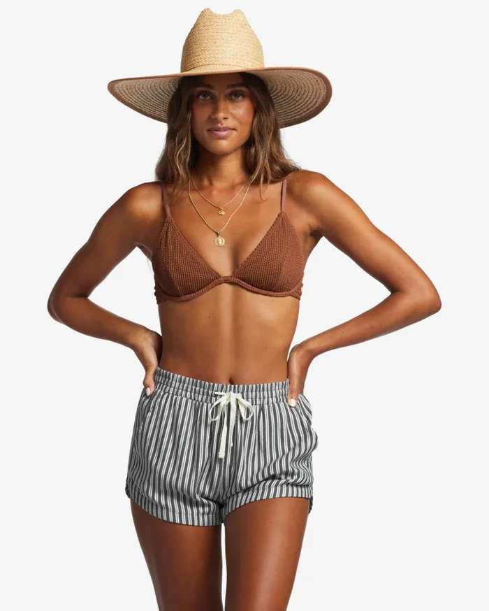 Billabong Shorts Women Road Trippin Elastic Waist Shorts Black Sands