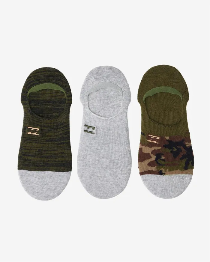 Billabong Socks Men 3Pack Camo NoShow Socks Green