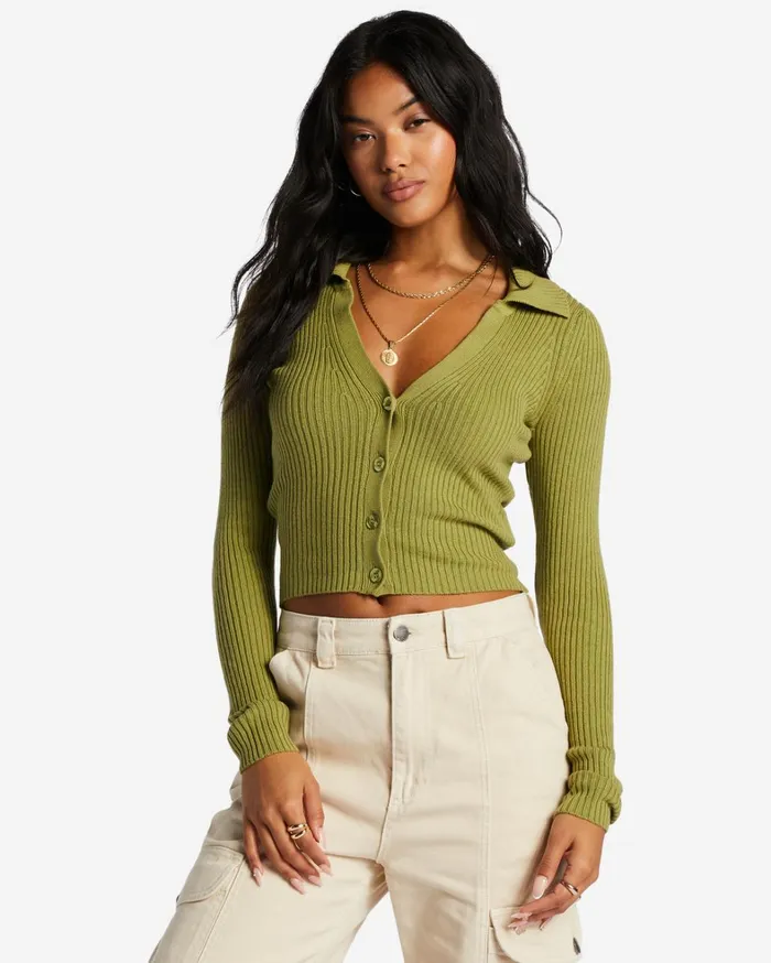 Billabong Sweaters Women In Time Cardi Cardigan Green Eyes Billabong Sweaters Women In Time Cardi Cardigan Green Eyes