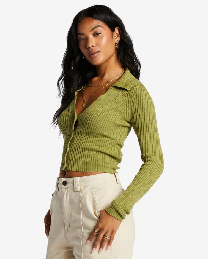 Billabong Sweaters Women In Time Cardi Cardigan Green Eyes Billabong Sweaters Women In Time Cardi Cardigan Green Eyes