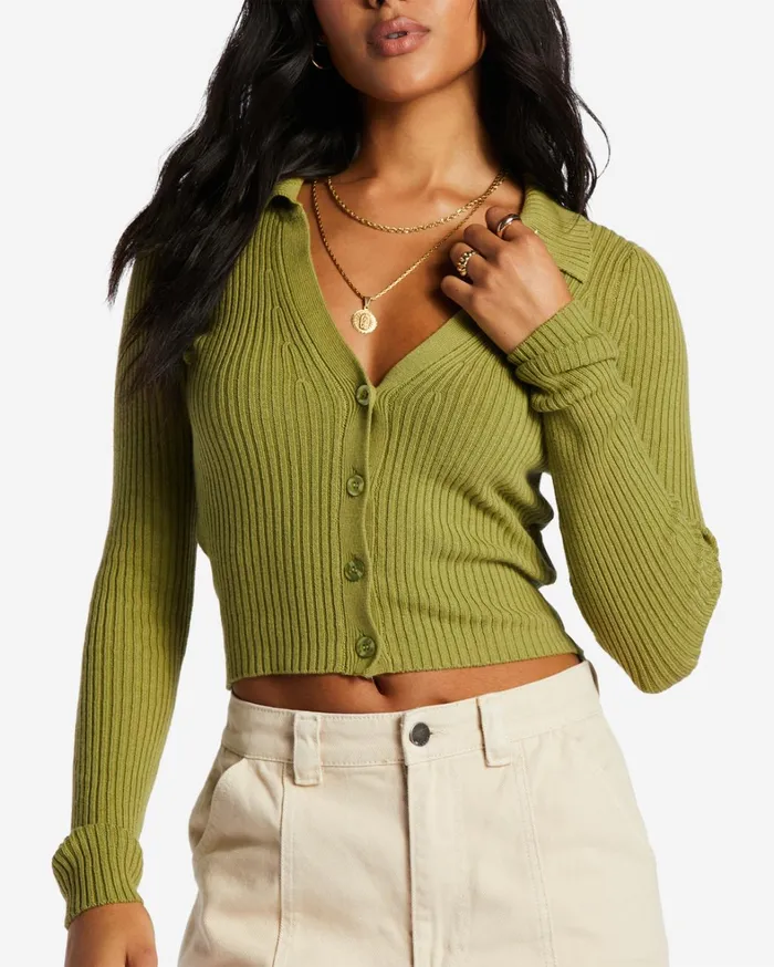 Billabong Sweaters Women In Time Cardi Cardigan Green Eyes Billabong Sweaters Women In Time Cardi Cardigan Green Eyes