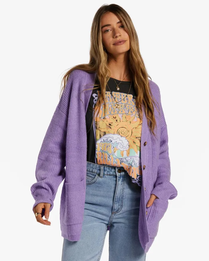 Billabong Sweaters Women So Chill Cardigan Lilac Breeze