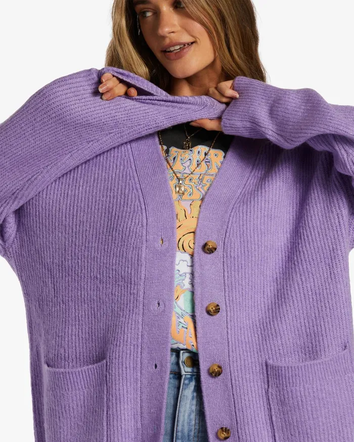 Billabong Sweaters Women So Chill Cardigan Lilac Breeze Billabong Sweaters Women So Chill Cardigan Lilac Breeze