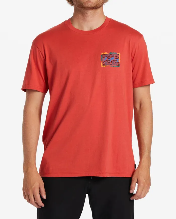Billabong TShirts Men Crayon Wave TShirt Coral
