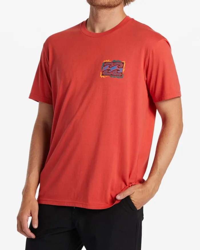 Billabong TShirts Men Crayon Wave TShirt Coral Billabong TShirts Men Crayon Wave TShirt Coral