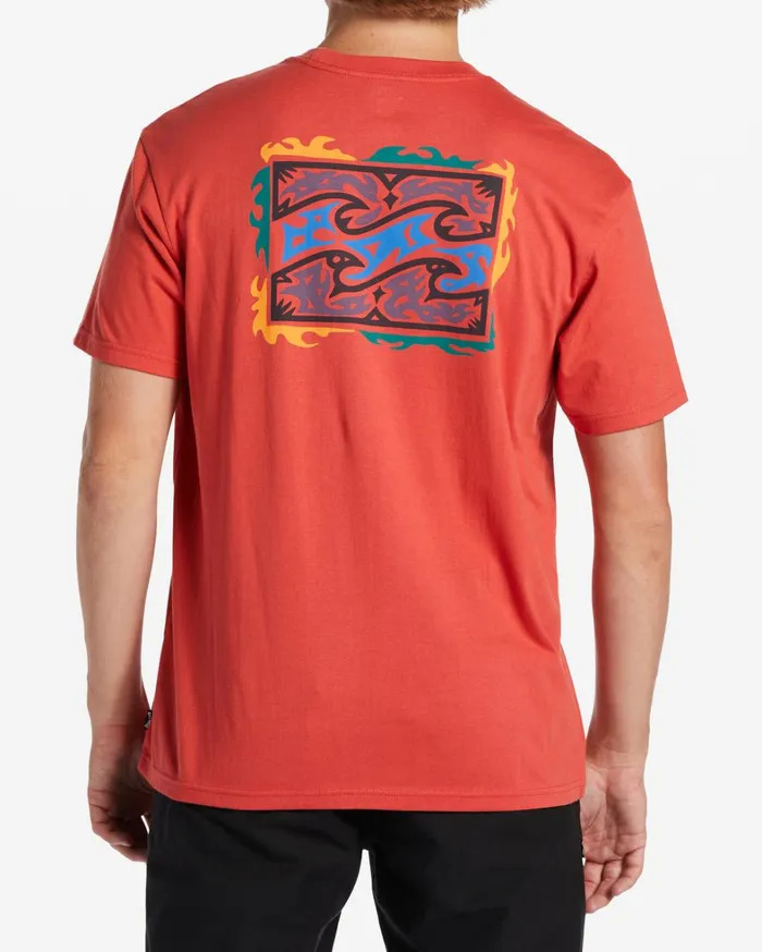 Billabong TShirts Men Crayon Wave TShirt Coral Billabong TShirts Men Crayon Wave TShirt Coral