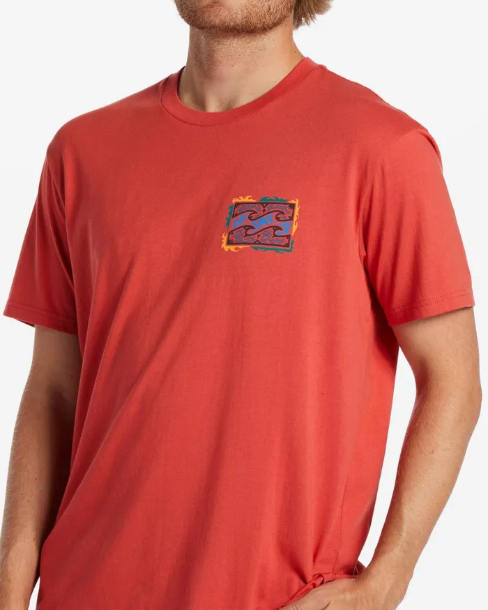 Billabong TShirts Men Crayon Wave TShirt Coral Billabong TShirts Men Crayon Wave TShirt Coral