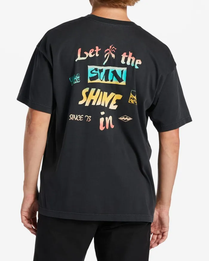 Billabong TShirts Men Let It Shine TShirt Washed Black Billabong TShirts Men Let It Shine TShirt Washed Black