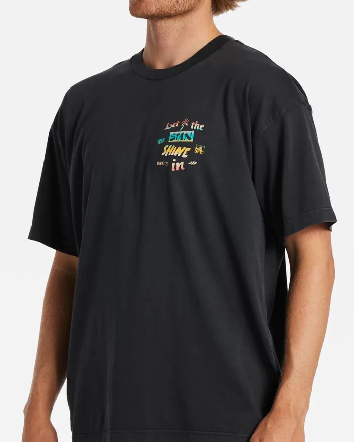 Billabong TShirts Men Let It Shine TShirt Washed Black Billabong TShirts Men Let It Shine TShirt Washed Black