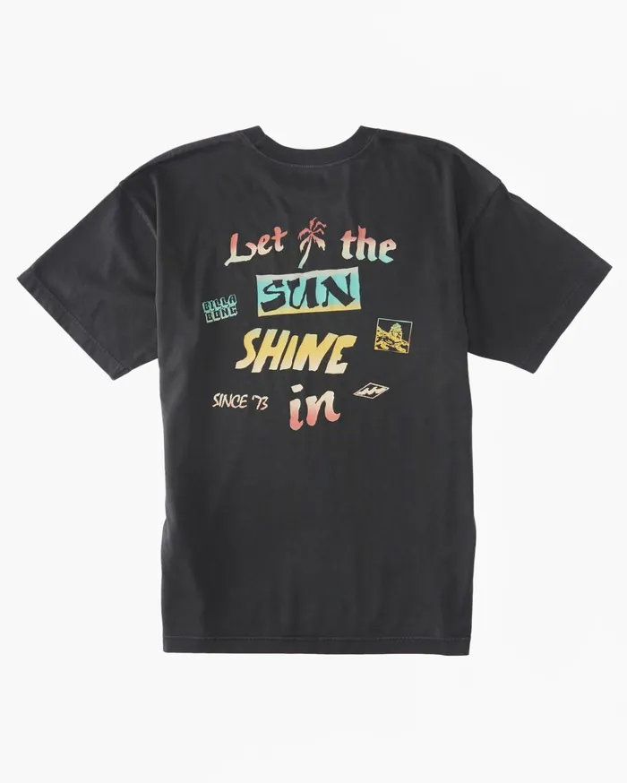 Billabong TShirts Men Let It Shine TShirt Washed Black Billabong TShirts Men Let It Shine TShirt Washed Black